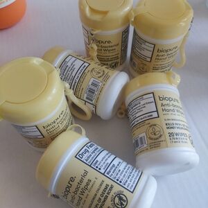 Lot Of 6 Biopure Anti-Bacterial Hand Wipes TRAVEL SIZE w/ Clip Viral Find